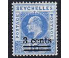 SG57a. 1903 3c on 15c Ultramarine. 'Dented Frame'. Choice fresh 