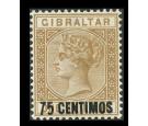 SG21a. 1889 75c on 1/- Bistre. "5" with short foot.Choice superb