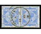 SG183. 1884 10/- Ultramarine. Attractive used pair with 'OLYMPIA