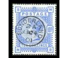 SG183. 1884 10/- Ultramarine. Brilliant fine well centred used w