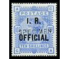 SG O10s. 1890 10/- Ultramarine. 'SPECIMEN'. Superb fresh well ce