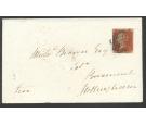 1843. 1d Red-brown. Clean, neat envelope with BLUE M.X...