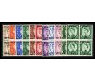 SG120-130. 1957 Set of 11. Brilliant U/M mint blocks of 4...