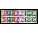 SG120-130. 1957 Set of 11. Brilliant U/M mint blocks of 4...