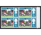 SG694a. 1966 World Cup. 6d Black Omitted. U/M block...