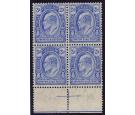 SG120x. 1909 2 1/2 Blue 'Watermark Reversed'. U/M block...