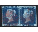 1840. 2d Deep full blue. Plate 1. C-K/C-L. Lovely used pair...