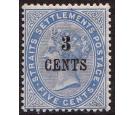 SG82. 1885 3c on 5c Blue. Choice superb fresh mint...