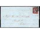 1842. 1d Red-brown on cover. Black M.X. and blue framed "PyP No.