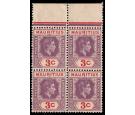 SG253a. 1938 3c Reddish purple and scarlet. Sliced "S" at right.