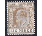 SG74a. 1906 6d Bistre-brown. Malformed 'E'. Very fine fresh mint