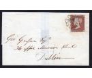 1843. 1d. Red-brown on cover with GREEN Maltese Cross...