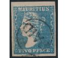 SG44 Variety. 1859 2d Pale blue. Superb used on Watermarked Pape