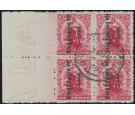 SG A1. 1908 1d Rose-carmine. Lovely used block...