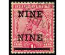 SG192a. 1921 9p on 1a Rose-carmine. Error: "NINE NINE". Very fin