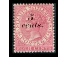 SG47. 1882 5c on 4c Rose. Superb fresh mint...