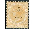 SG43. 1860 5c on 8c Orange. Superb well centred mint...