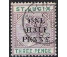 SG56a. 1891 1/2d on 3d Dull mauve and green. "Surcharge Double".