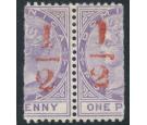 SG11. 1882 1/2 In red on half 1d lilac. Very fine pair...