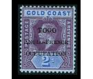 SG H42b. 1915 2/- Purple and blue/blue. Thin 'G' in 'TOGO'. Bril