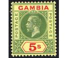 SG102. 1922 5/- Green and red/pale yellow. Superb fresh mint...