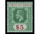 SG212a. 1915 $5 Green and red/green. Choice brilliant fresh mint