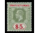 SG212b. 1918 $5 Green and red on blue-green, olive back. Superb