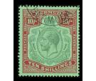 SG92g. 1930 10/- Green and red/deep emerald. Brilliant fine well