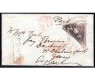 SG7. 1858 6d Pale rose-lilac. Huge example on cover to England..