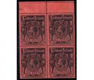 SG69. 1914 £1 Black/red. Brilliant fresh U/M mint marginal bloc