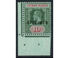 SG52as. 1914 10/- Deep green and red/green. Superb corner 'Speci