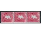 SG112b. 1940 1d Carmine. 'COIL'. U/M strip of 3...