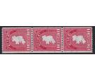 SG112b. 1940 1d Carmine. 'COIL'. U/M strip of 3...