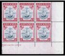 SG163d. 1944 10/- Slate-blue and carmine lake. Superb U/M bloc