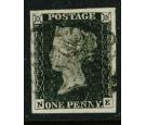 1840. 1d Black. Plate 6. Lettered N-E. Superb fine used...