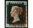 1840. 1d Intense Black. Plate 4. Lettered J-G. Brilliant...