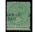 SG24a. 1886 1d on 6d Green. 'Surcharge Inverted'. Superb fresh w