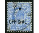 SG O39. 1902 2 1/2d Ultramarine. Superb used with excellent...