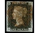 1840. 1d Black. Plate 2. Lettered B-J. Superb fine used...