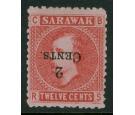 SG33a. 1899 2c on 12c Red/pale rose. 'SURCHARGE INVERTED'. A sup