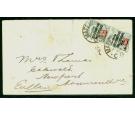 SG13. 1900 (May). 6d on 2d Green and carmine. Envelope to Newpor