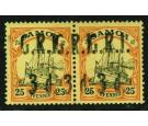 SG105a. 1914 3d on 25pf Black and red/yellow. 'Surcharge Double'