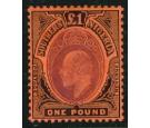 SG44. 1909 Â£1 Purple and black. Superb fresh mint...