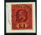 SG111. 1911 £1 Black and red. Brillaint fine used...