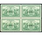 SG OS20. 1950 10c Green. A fantastic U/M mint block...