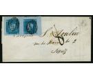 SG37. 1859 2d Blue. The Finest Pair on Cover...