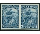 SG332var. 1934 3c Blue 'Imperforate Pair'. Post Office fresh U/M