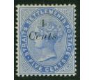 SG72. 1884 4c on 5c Blue. 'Surcharge in Black'. Superb mint...