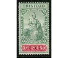 SG124a. 1906 £1 Green and carmine. 'Chalk-surfaced Paper'. Supe