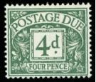 SG D31. 1937 4d Dull grey-green. 'Postage Due'. A brilliant U/M.